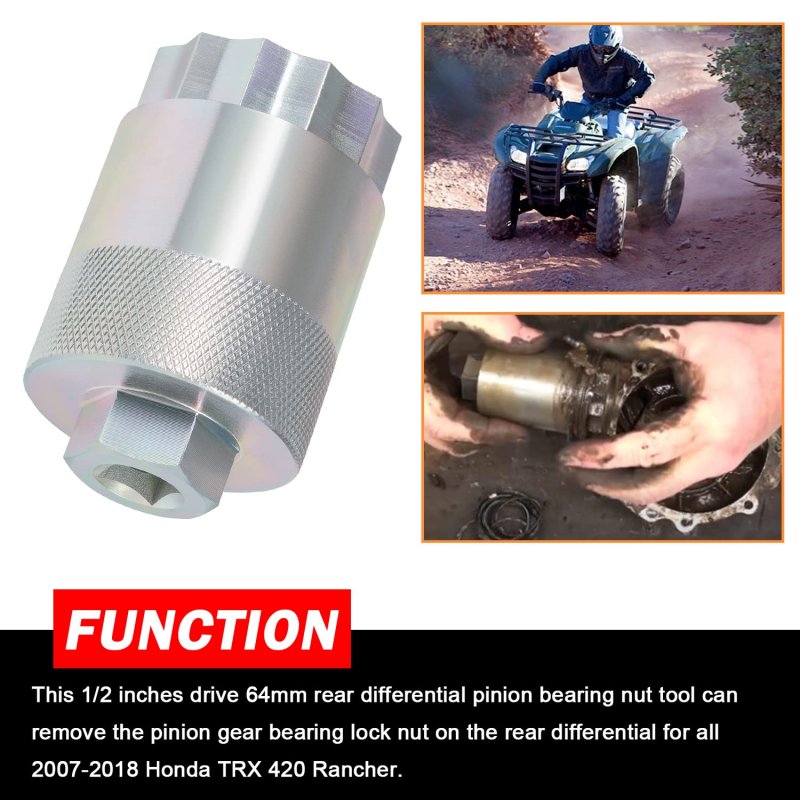 64mm Rear Differential Pinion Bearing Nut Socket Tool For 2007 2018 Honda Rancher 420 Atv 1 2 In Drive Cold Rolled Steel Cvf032