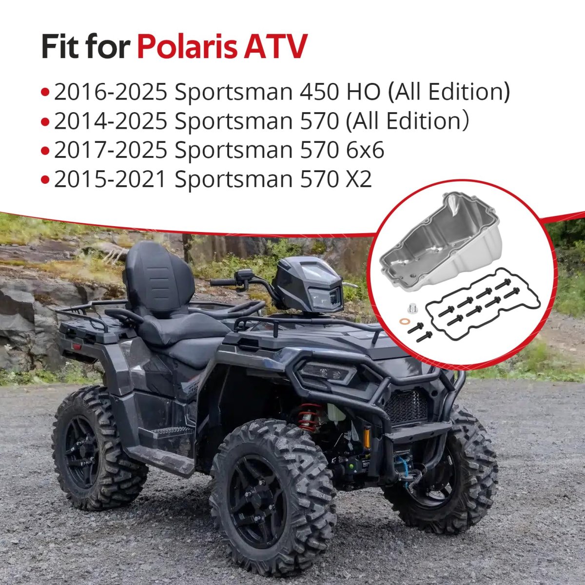 Oil Pan With Gasket Kit For Polaris Sportsman 450 570 2014-2025 O E M