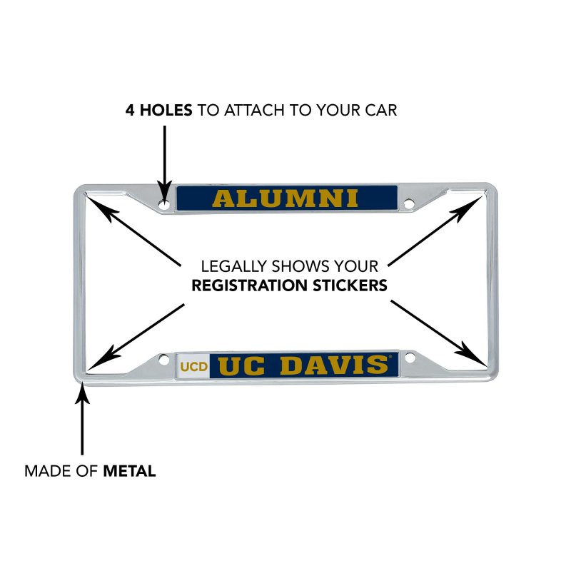 University Of California Davis Metal License Plate Frame For Front Or Back Car Officially Licensed Alumni 2-pack
