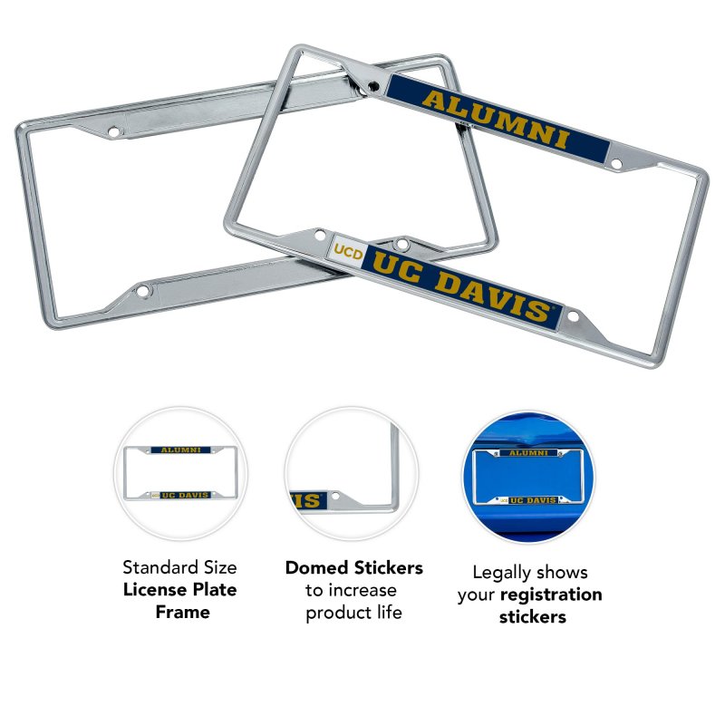 University Of California Davis Metal License Plate Frame For Front Or Back Car Officially Licensed Alumni 2-pack
