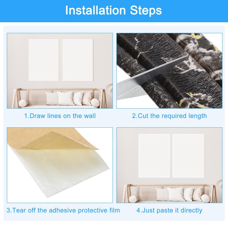 Flexible Wall Molding Trim 1pcs 8ft X 4 In Baseboard Self Adhesive Border Foam For Home Office And Hotel Diy Decoration Black