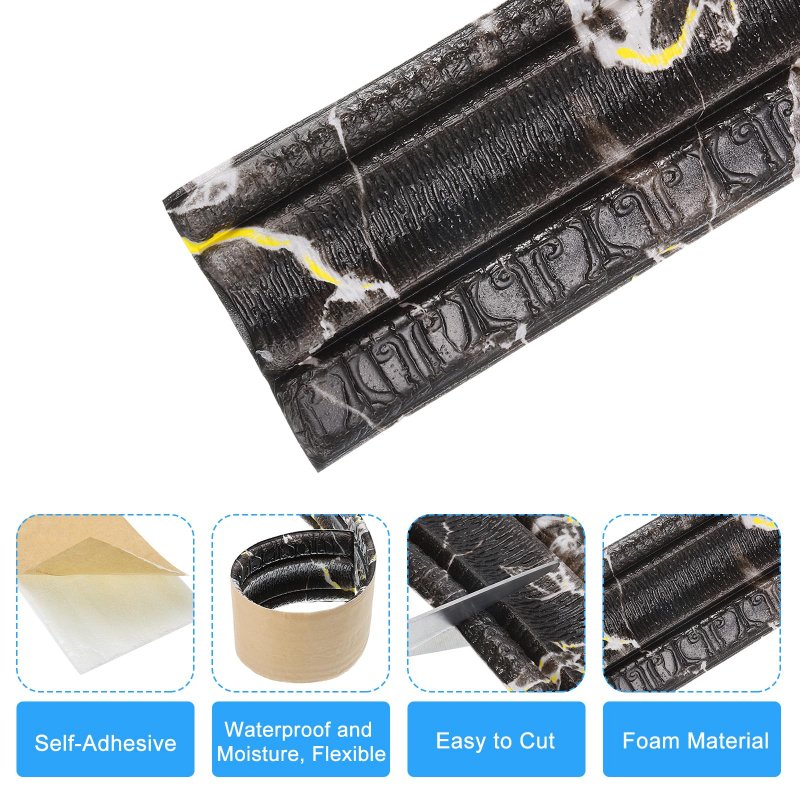 Flexible Wall Molding Trim 1pcs 8ft X 4 In Baseboard Self Adhesive Border Foam For Home Office And Hotel Diy Decoration Black