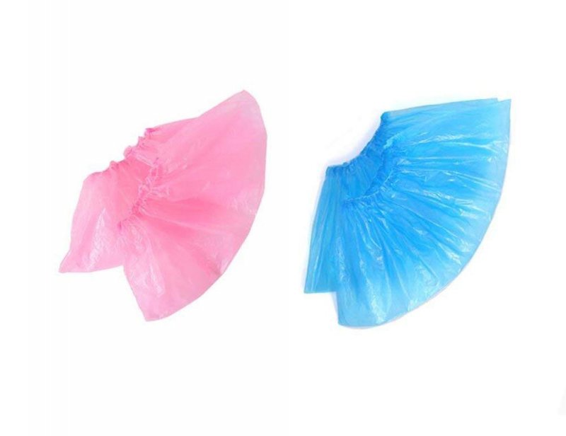 50pairs 100pcs Disposable Plastic Anti-slip Shoe Covers- Overshoes Carpet Protection Floor Protectors Pink