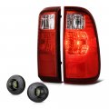 Red Lens Oe-style Tail Light Full-led License Plate Lamp Housing Replacement Bundle For 2008-2016 Ford F250 F350 F450 Superduty 