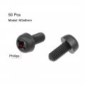 Uxcell M3x6mm Threaded Nylon Phillips Cross Pan Head Machine Screws Bolts Black 50pcs