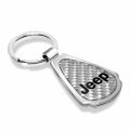 Ipick Image Made Clear Dome Real Silver Carbon Fiber Chrome Metal Teardrop Key Chain With Logo For Jeep