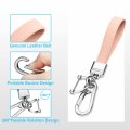 Qbuc Genuine Leather Car Keychain Universal Heavy Duty Metal Chain Accessories Car Fob Key Holder With 360 Degree Rotatable