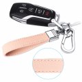 Qbuc Genuine Leather Car Keychain Universal Heavy Duty Metal Chain Accessories Car Fob Key Holder With 360 Degree Rotatable