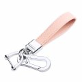Qbuc Genuine Leather Car Keychain Universal Heavy Duty Metal Chain Accessories Car Fob Key Holder With 360 Degree Rotatable 