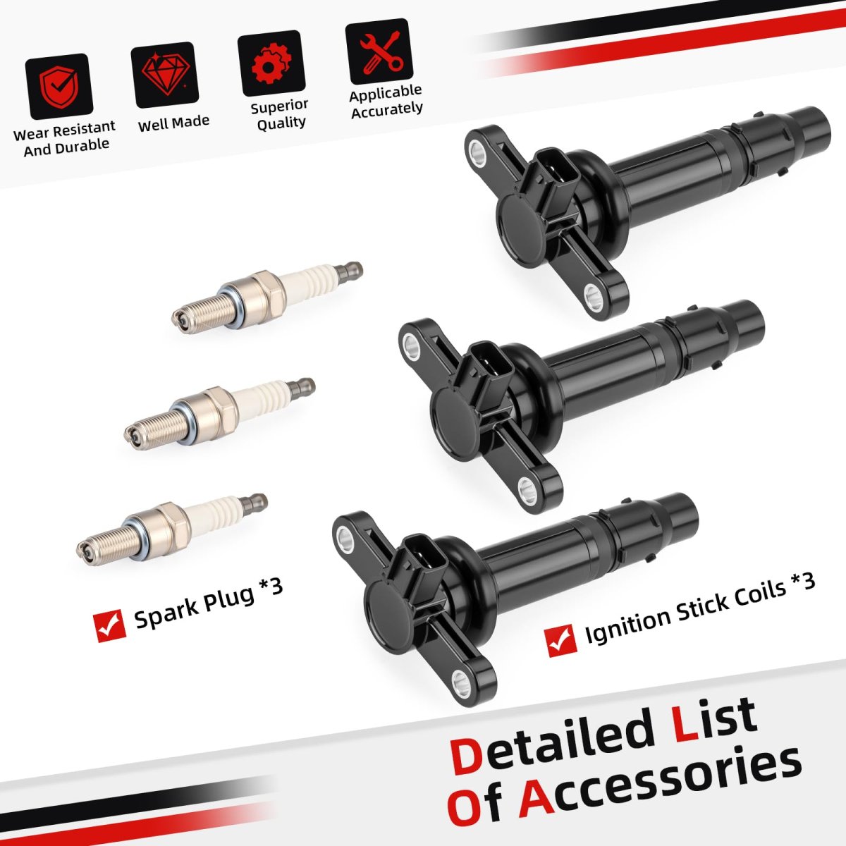 3x Ignition Stick Coils And Spark Plugs For Yamaha Yxz1000r 2016 2024 2hc-82310-00-00 Cr9-eb000-00-00