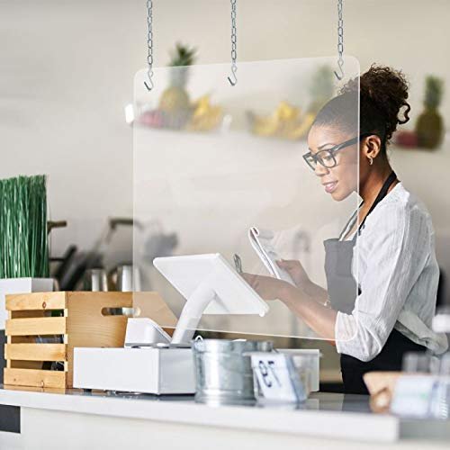 Clear Acrylic Splash Guard And Shield Store Countertop Restaurant Reception Desk 24 Inch X 30 Hanging