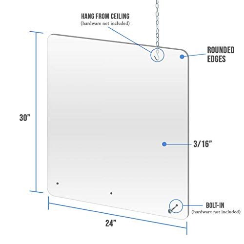 Clear Acrylic Splash Guard And Shield Store Countertop Restaurant Reception Desk 24 Inch X 30 Hanging