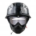 1storm Novelty Motorcycle Half Face Helmet German Style Dot Approved Hky602 Chain Skull Black Clear Goggle Bundle 