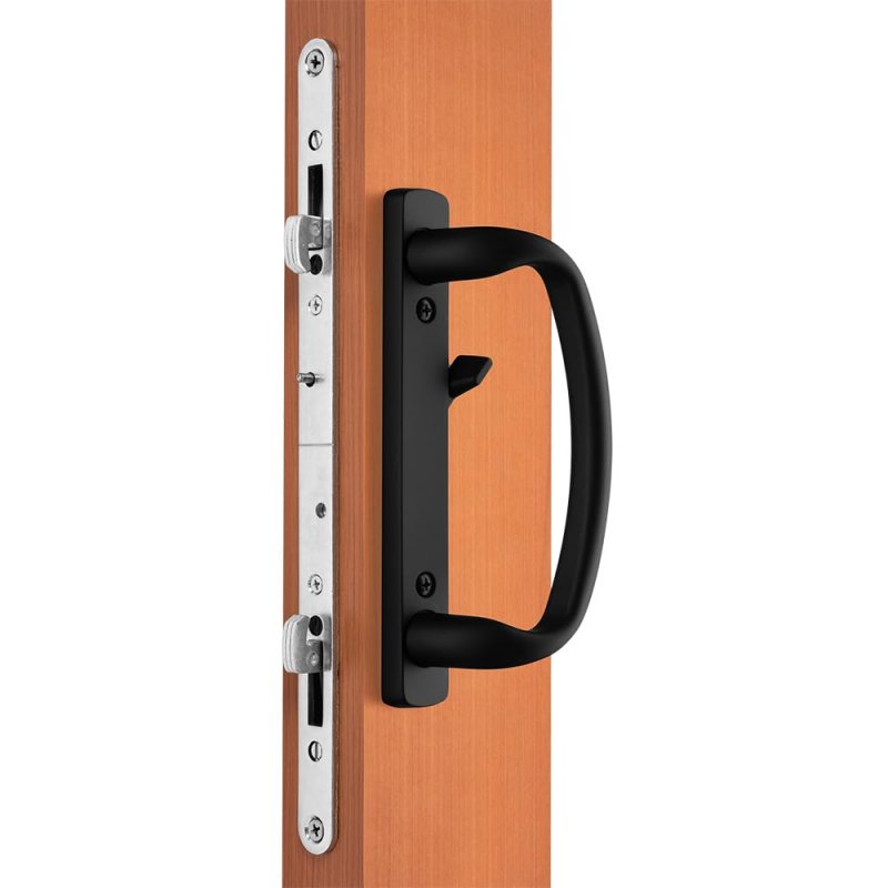 Rockwell Security Charlotte Offset Key Locking Sliding Door Handle With 3 4 Inch Keylock Tuscan Bronze Fits 1-3 Thick Screw