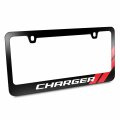 Ipick Image Made For Dodge Charger Red Stripe Black Metal License Plate Frame