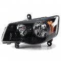Hecasa Headlight Headlamp Black Housing Clear Lens Compatible With 2011-2020 Dodge Grand Caravan 4-door Van 2008-2016 Chrysler
