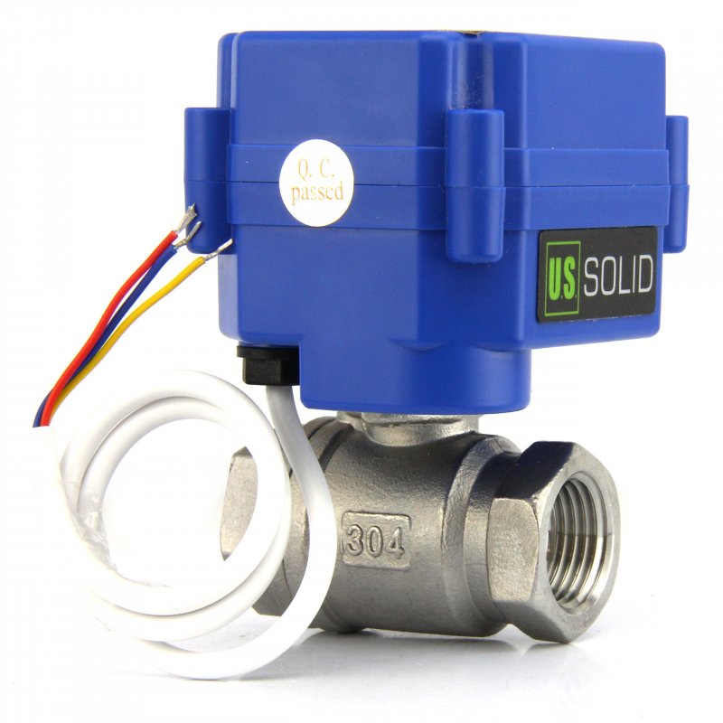Motorized Ball Valve 0 5 In Nsf Certified 304ss Electrical Full Port 9 To 24v Ac Dc With 3 Wire Setup Uss-msv00001 Stainless