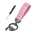 Auceli Genuine Leather Car Keychain Sheepskin Key Fob Holder Keys Organizer With 360 Degree Rotatable Anti-lost D-ring Pink 