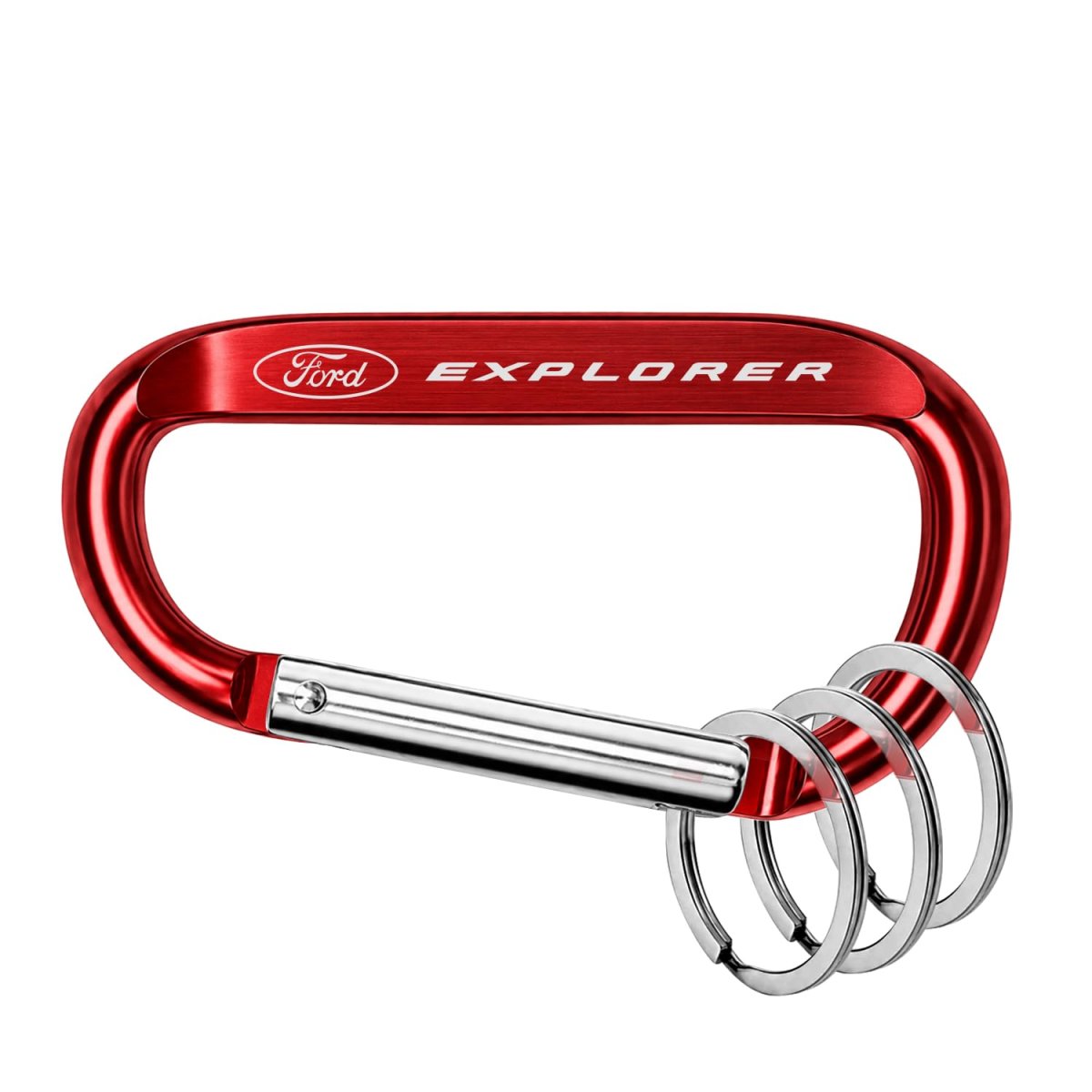 Officially Licensed Ford Explorer Laser Etched Red Metal Carabiner Keychain With Split Key Rings 3 In X 1 5