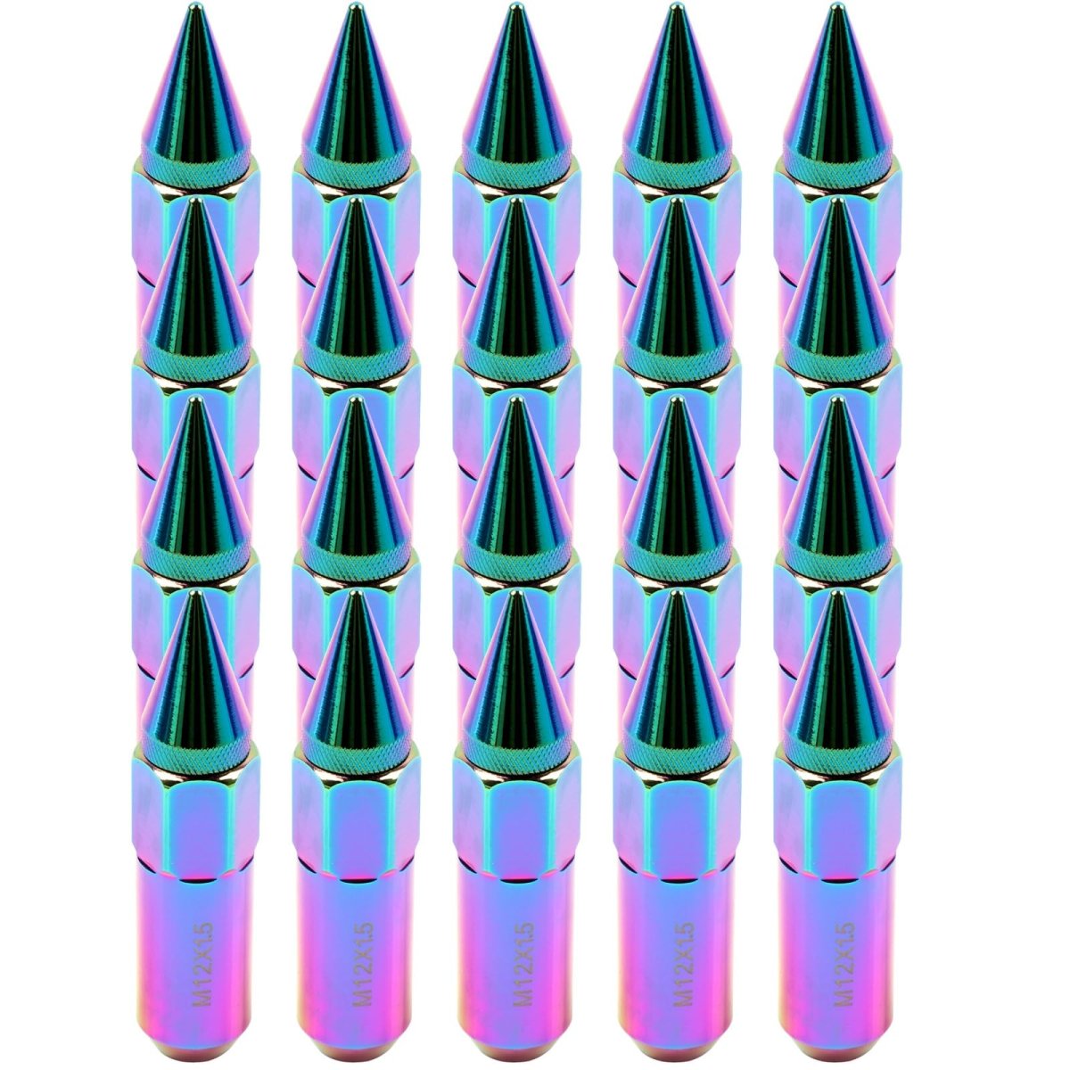 Neochrome Wheel Lug Nuts M12x1 5 Spline Closed End Socket 60 Degrees Conical Seat For Acura Honda Bmw 20 Piece Set