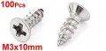 Uxcell M3x10mm Phillips Flat Head Stainless Steel Self Tapping Screws 100pcs