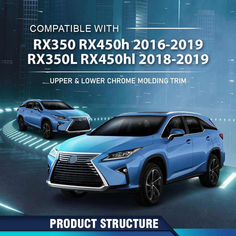Front Upper And Lower Bumper Grille Molding Trims For Lx Rx350 Rx450h 2016 2019 Rx350l Rx450hl 2018 Chrome Finish Lx1210114