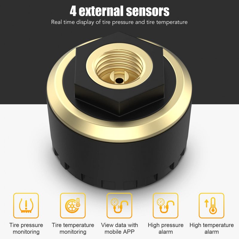 Sy36201 Abs And Metal Tpms Tire Pressure Monitoring System Real Time Display Temperature 0 To100psi For Car Rv Trailer