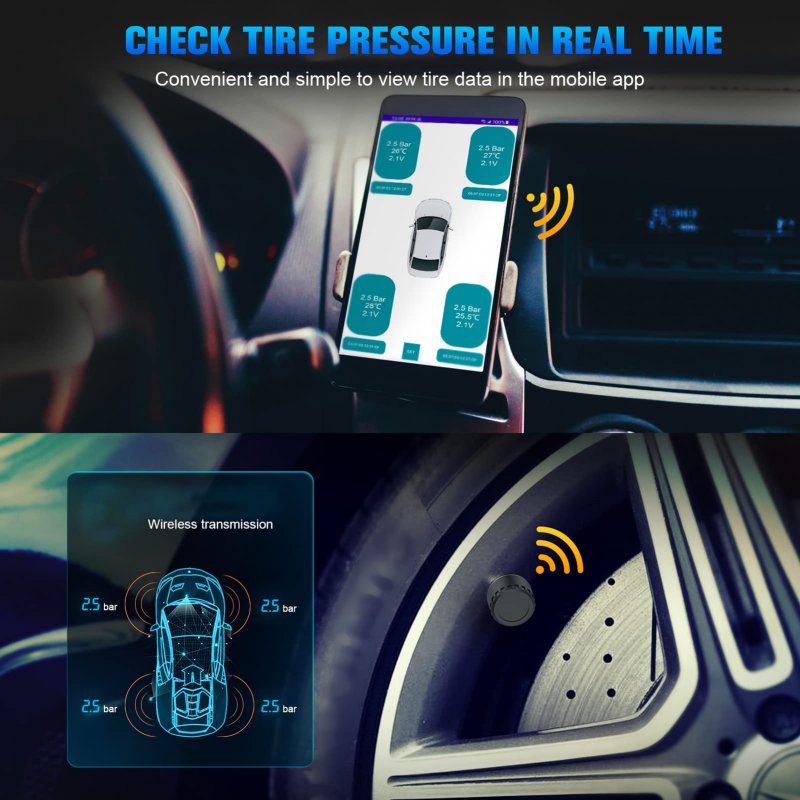 Sy36201 Abs And Metal Tpms Tire Pressure Monitoring System Real Time Display Temperature 0 To100psi For Car Rv Trailer