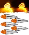 Partsam 5pcs Amber Torpedo Cab Marker Led High Low Brightness Chrome Roof Running Turn Signal Lights Assembly Clearance For 