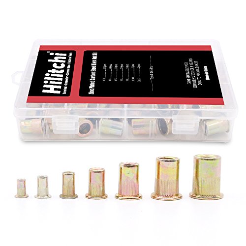 Hilitchi 150pcs Mixed Zinc Plated Carbon Steel Rivet Nut Threaded Insert Nutsert M4 5 6 8 10