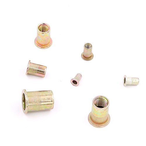 Hilitchi 150pcs Mixed Zinc Plated Carbon Steel Rivet Nut Threaded Insert Nutsert M4 5 6 8 10