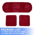 Universal Car Seat Cover Set Cushion For Front Rear Shearling Wool Mat Wine Red 1