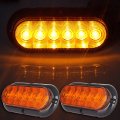 2 Pack 6 Led Oval Trailer Tail Lights Amber Clearance Side Marker Waterproof For Truck Rv Bus And Semi Surface Mount