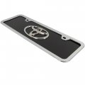 Au-tomotive Gold Inc Toyota Chrome Logo On Mini Black License Plate Frame