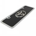 Au-tomotive Gold Inc Toyota Chrome Logo On Mini Black License Plate Frame