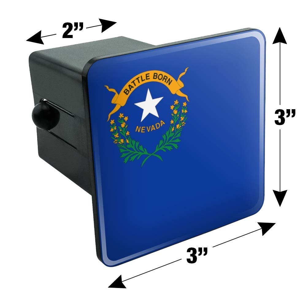 Nevada State Flag Tow Trailer Hitch Cover Plug Insert For 2 In Receivers Black Abs Plastic Heavy Duty Modern Style Accessory