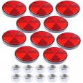 Ujuuu 10pcs Bike Reflectors Rear Reflector Round With Bolts Nuts Screw On Reflective Red Bicycle Marker For Gate Posts Caravan 