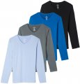4-pack Womens Dry-fit Long Sleeve V-neck Shirt Tops T-shirt Fashion Workout Gym Tees Athletic Active Adult Ladies Tshirt 