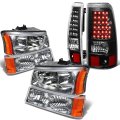 Auto Dynasty Compatible With Chevy Silverado 1st Gen 4pc Pair Of Chrome Amber Corner Headlight Black Clear Lens Led Tail Light 