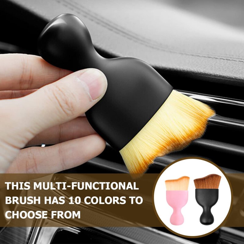 Blilo 2pcs Car Interior Detailing Brush With Dust Cover Auto Soft Hair Cleaning Brushes Scratch Free Curved Dirt Collectors For