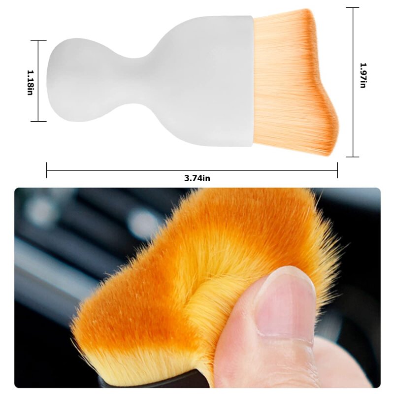 Blilo 2pcs Car Interior Detailing Brush With Dust Cover Auto Soft Hair Cleaning Brushes Scratch Free Curved Dirt Collectors For