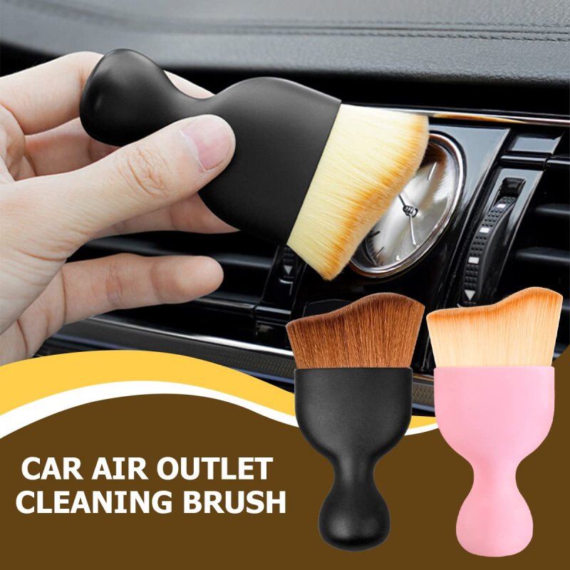 Blilo 2pcs Car Interior Detailing Brush With Dust Cover Auto Soft Hair Cleaning Brushes Scratch Free Curved Dirt Collectors For