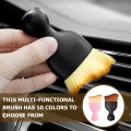 Blilo 2pcs Car Interior Detailing Brush With Dust Cover Auto Soft Hair Cleaning Brushes Scratch Free Curved Dirt Collectors For