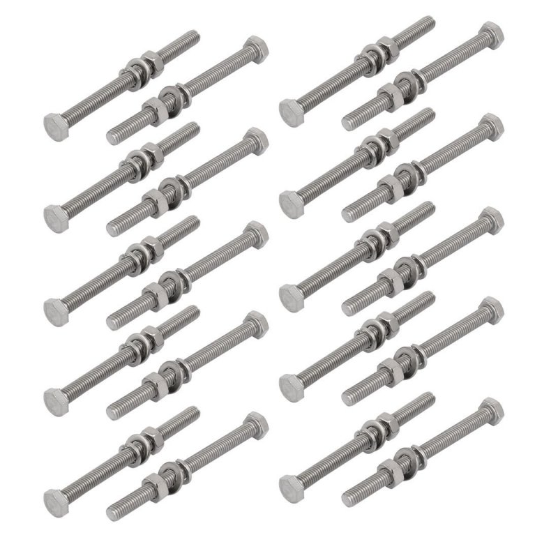 20pcs 304 Stainless Steel M5x60mm Hex Bolts W Nuts And Washers Assortment Kit