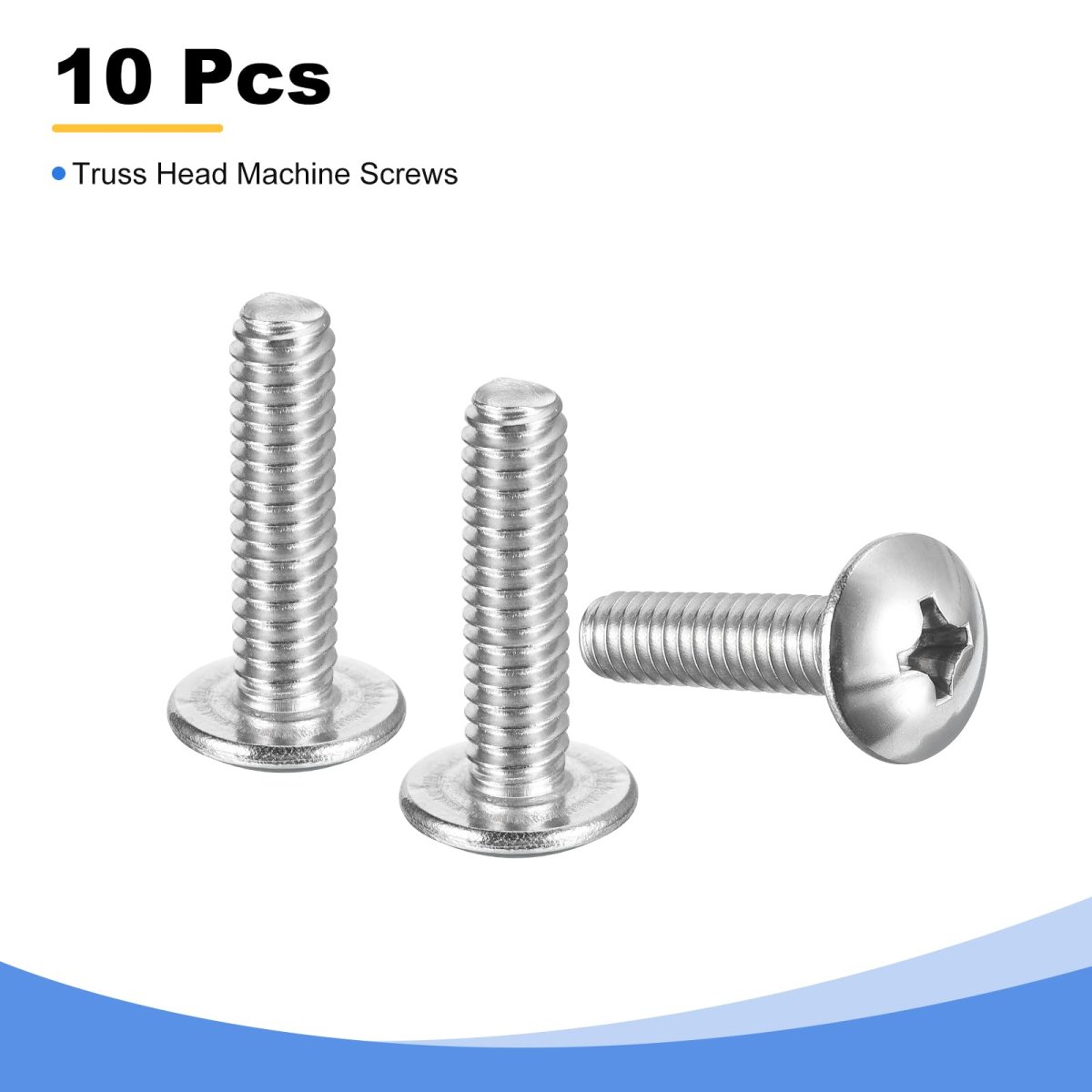 1 4-20 X Truss Head Phillips Machine Screws Full Thread Drive 304 Stainless Steel 18-8 Bright Finish Quantity 10