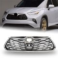 Front Bumper Grille Mesh Honeycomb Chrome Plastic Replacement For 2020-2022 Highlander 