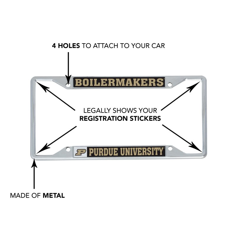 Purdue University Metal License Plate Frame For Front Or Back Of Car Officially Licensed Mascot 2-pack