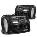 Black Housing Clear Corner Headlight Lamps Tool Kit Compatible With Chevy Trailblazer 02-09