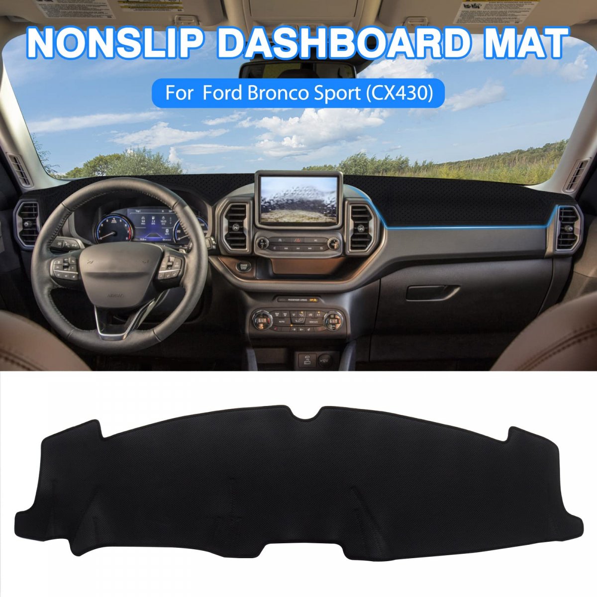 Custom Fit For Dashboard Cover Mat Ford Bronco Sport 2021 2022 2023 Accessories Ice Silk Fabric Nonslip Dash No Glare