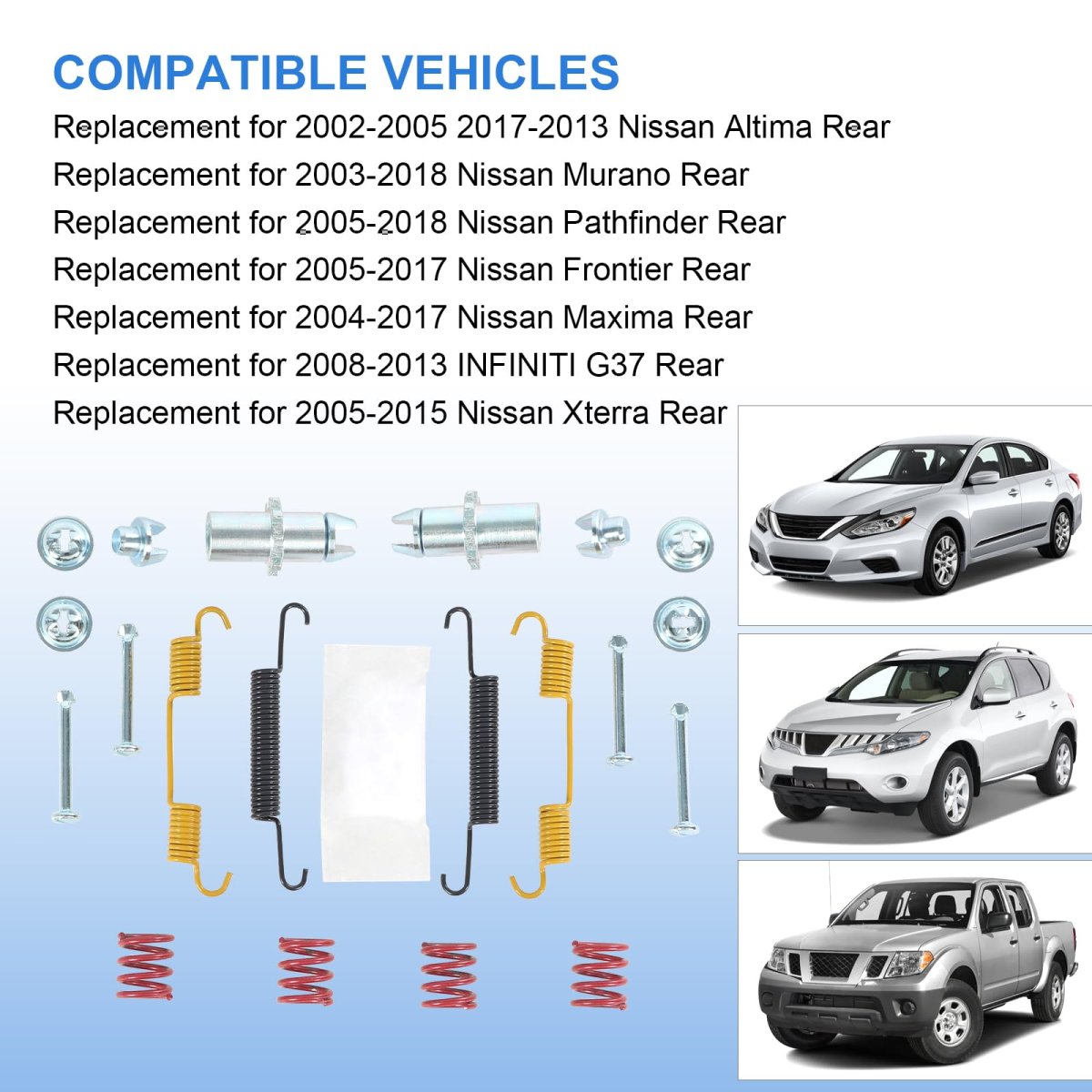H17400 Rear Parking Brake Hardware Kit For Nissan Altima Murano Pathfinder Frontier Maxima Xterra And Infiniti G37 Includes